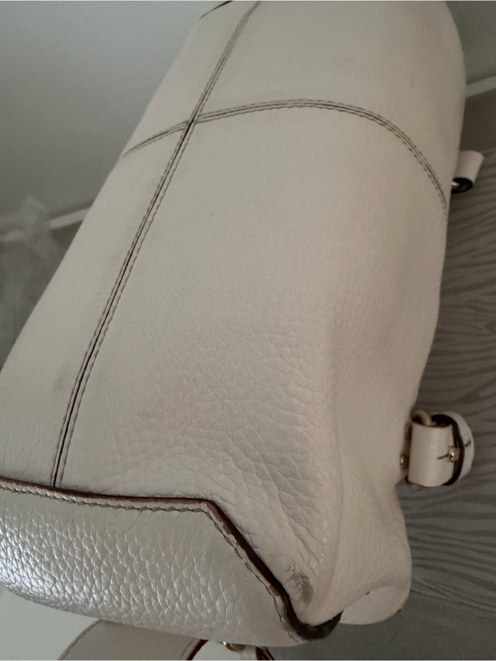 kate spade White Pebbled Leather Satchel with Gold Hardware vintage EUC - Picture 7 of 9